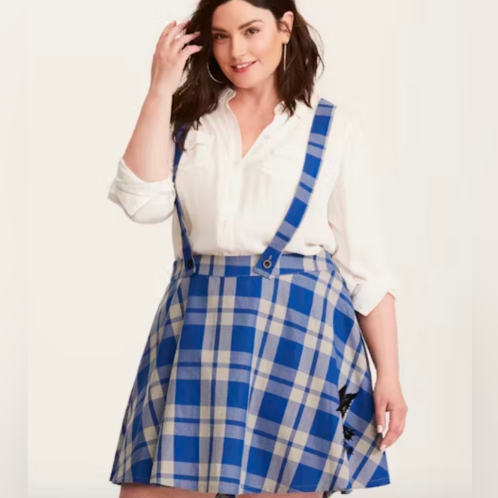 Torrid Ravenclaw Blue Plaid Women's Skirt with Suspenders